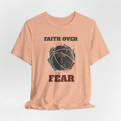 Faith Over Fear Basketball T-Shirt | Cross & Ball Tee | Hooper's Mindset