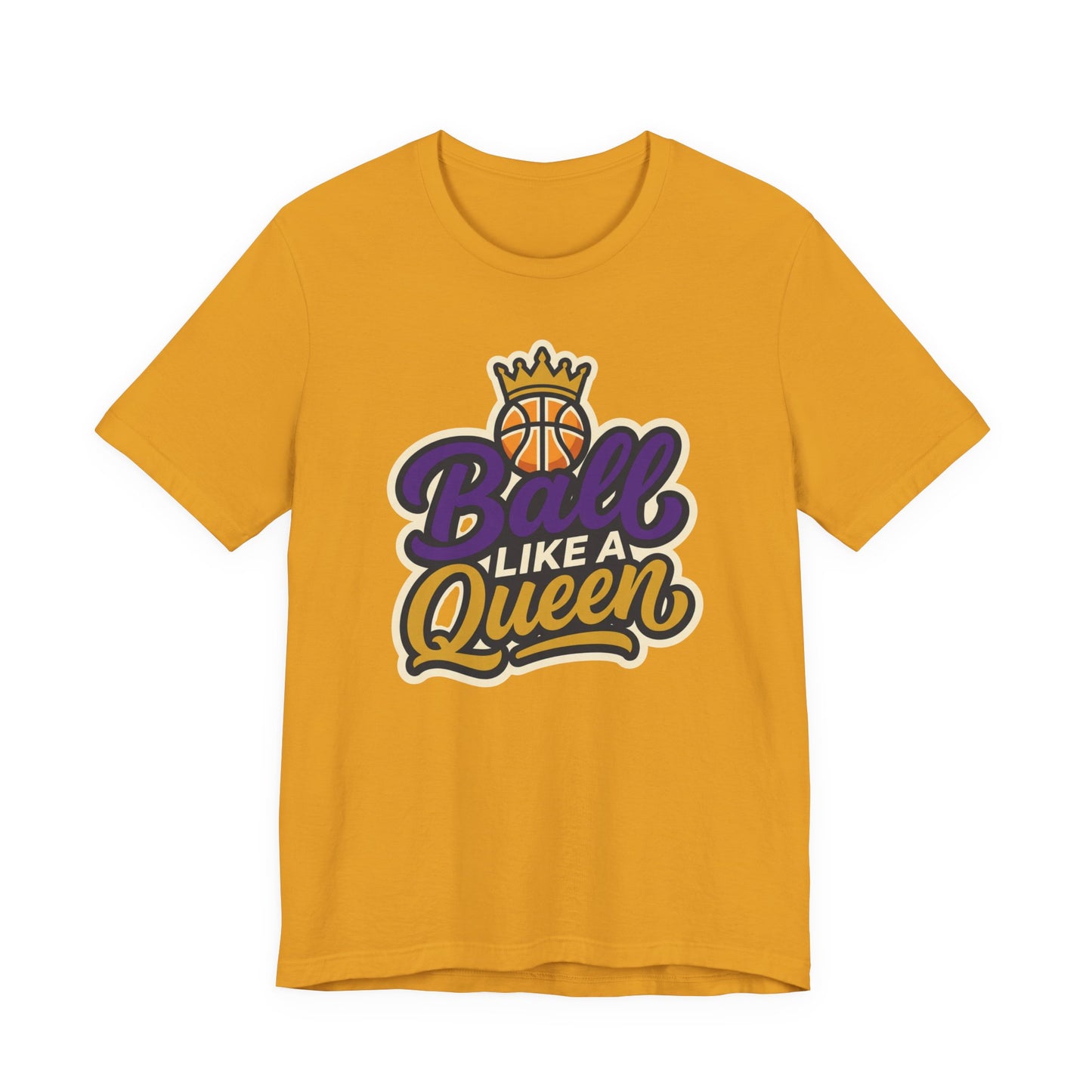 Ball Like A Queen Basketball T-Shirt | Purple Gold Hoops Tee | Gift for Female Players