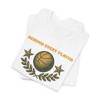 Behind Every Player is a Great Coach Basketball T-Shirt | Gold Crest Tee | Coach Gift