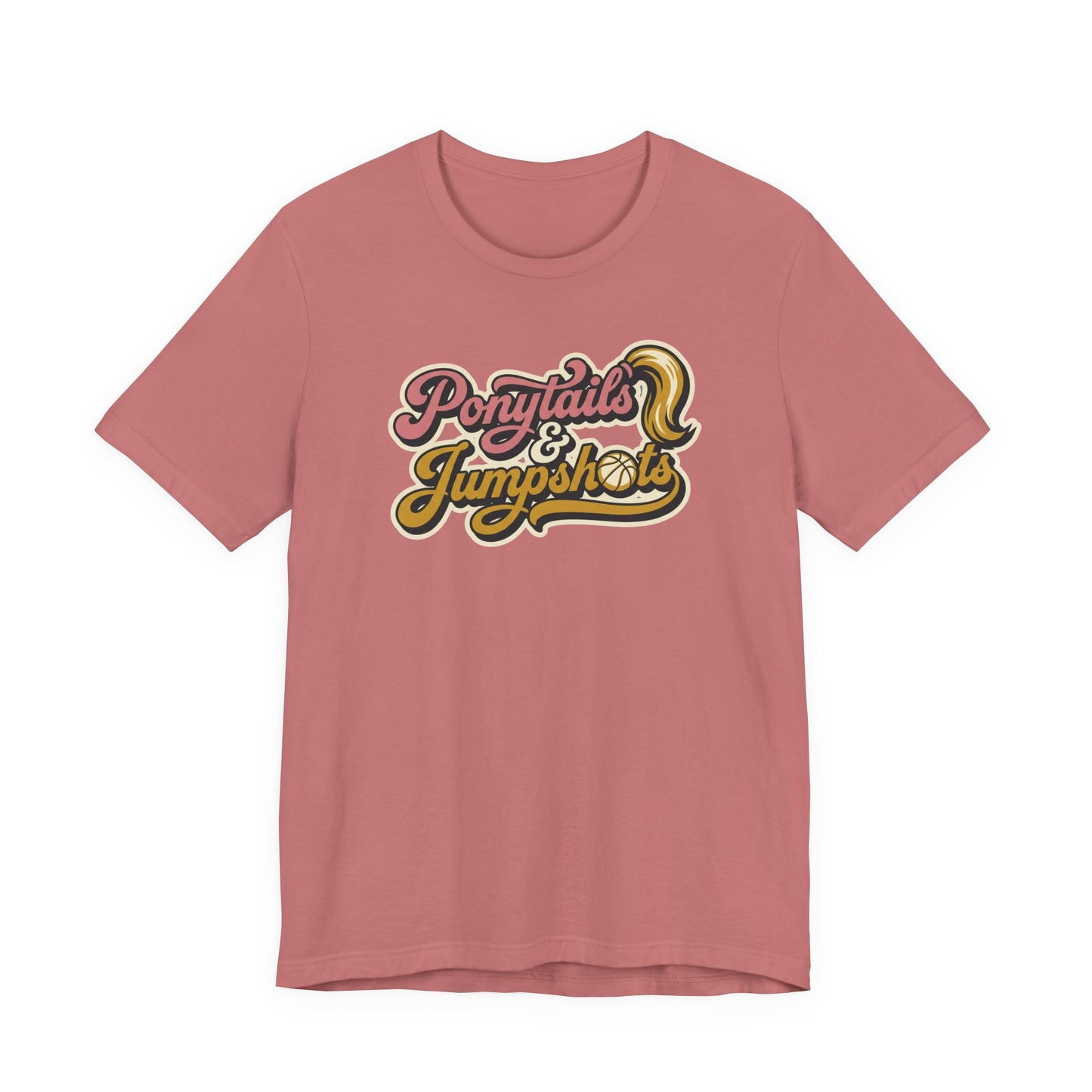 Ponytails & Jumpshots Basketball T-Shirt | Women's Hooper Tee | Perfect Gift for Female Ball Players