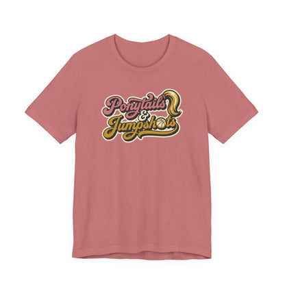 Ponytails & Jumpshots Basketball T-Shirt | Women's Hooper Tee | Perfect Gift for Female Ball Players