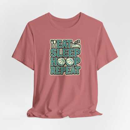 Eat Sleep Hoop Repeat Basketball T-Shirt | Funny Hooper Tee | Perfect Gift for Players