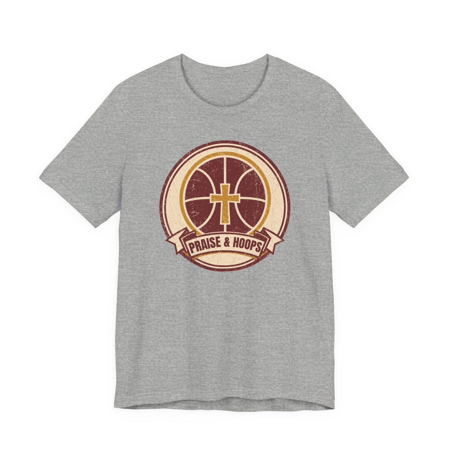 Praise & Hoops Basketball T-Shirt | Faith Cross Tee | Perfect Gift for Ballers
