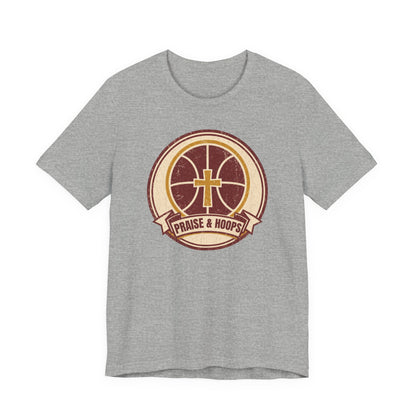 Praise & Hoops Basketball T-Shirt | Faith Cross Tee | Perfect Gift for Ballers