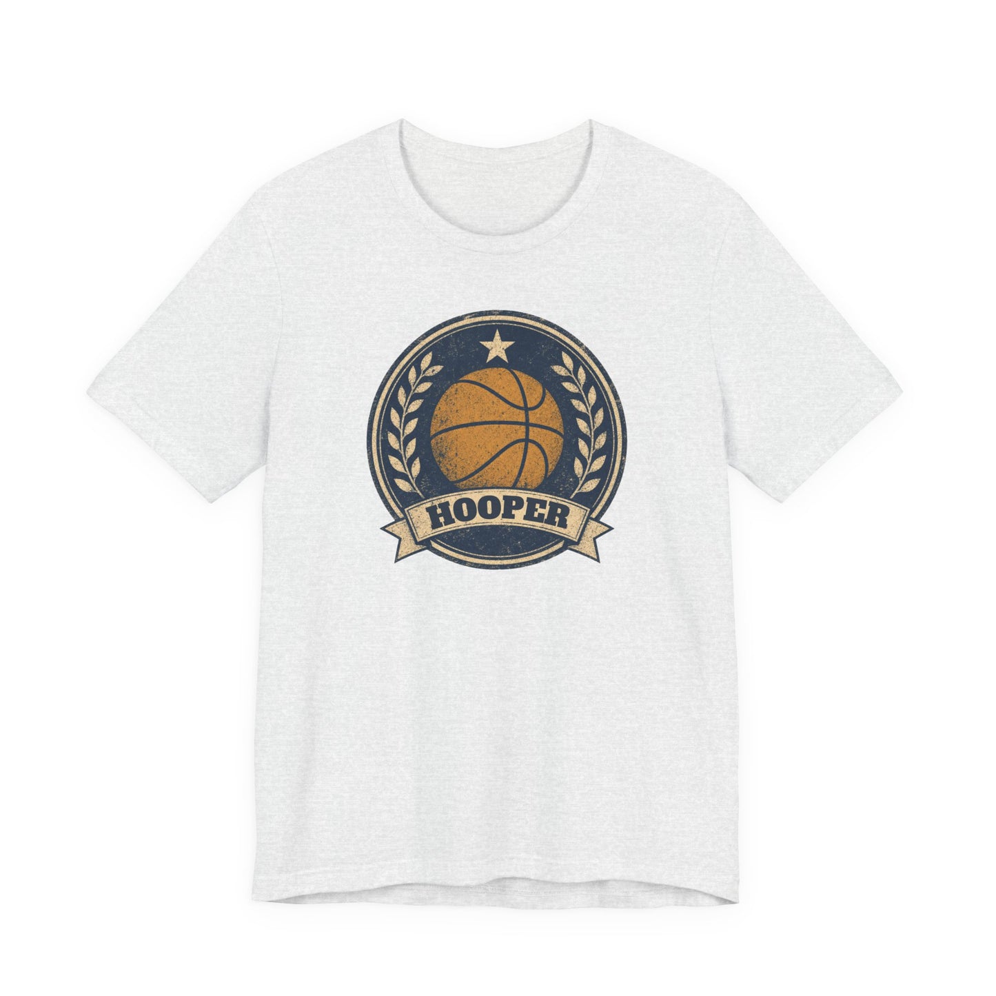 Hooper Vintage Badge Basketball T-Shirt | Retro Gold Star Tee | Perfect Gift for Ballers