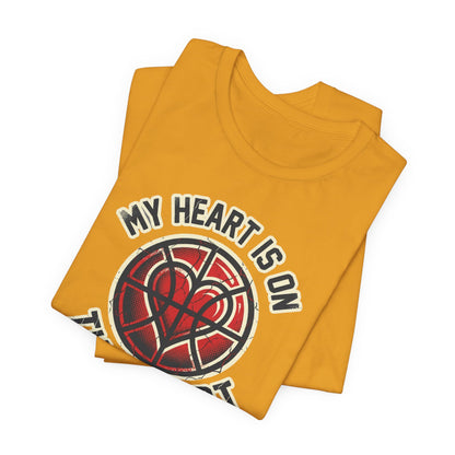 My Heart Is On That Court Basketball T-Shirt | Red & Black Tee | Perfect Gift for Hoopers