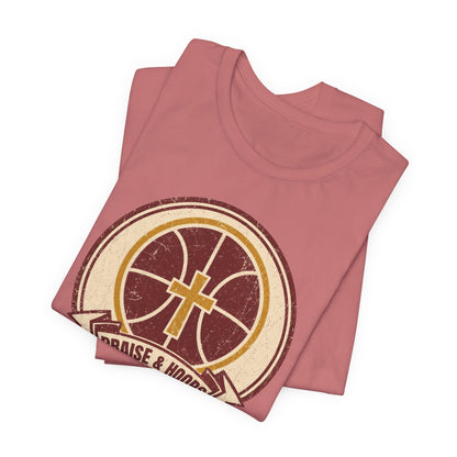 Praise & Hoops Basketball T-Shirt | Faith Cross Tee | Perfect Gift for Ballers