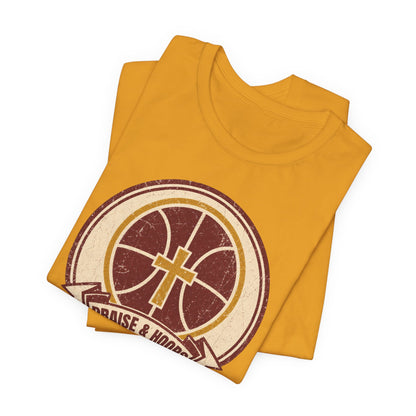 Praise & Hoops Basketball T-Shirt | Faith Cross Tee | Perfect Gift for Ballers