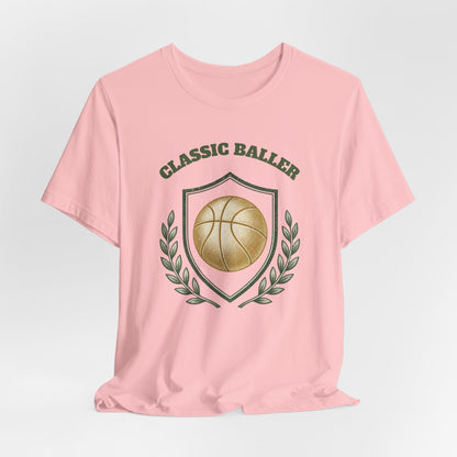 Classic Baller Basketball T-Shirt | Retro Gold Ball Tee | Perfect Gift for Hoopers