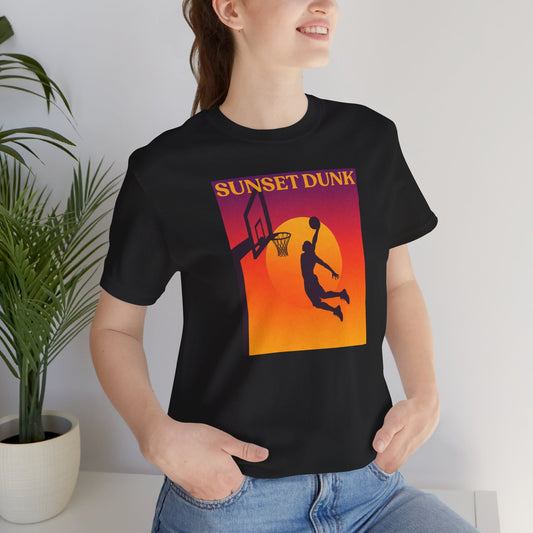 Sunset Dunk Basketball T-Shirt | Retro Silhouette Tee | Perfect Gift for Hoopers