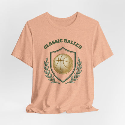 Classic Baller Basketball T-Shirt | Retro Gold Ball Tee | Perfect Gift for Hoopers