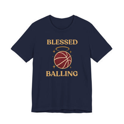 Blessed and Balling Basketball T-Shirt | Faith Halo Tee | Perfect Gift for Hoopers