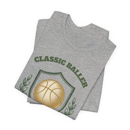 Classic Baller Basketball T-Shirt | Retro Gold Ball Tee | Perfect Gift for Hoopers