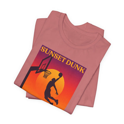 Sunset Dunk Basketball T-Shirt | Retro Silhouette Tee | Perfect Gift for Hoopers
