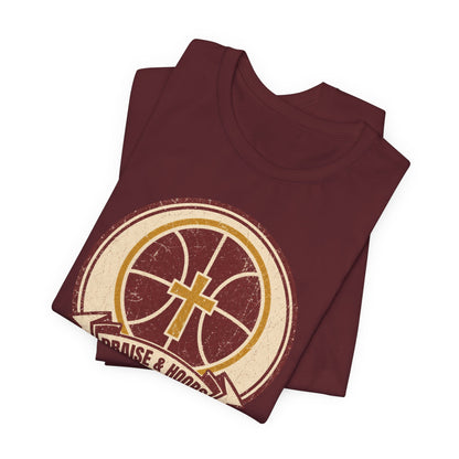 Praise & Hoops Basketball T-Shirt | Faith Cross Tee | Perfect Gift for Ballers