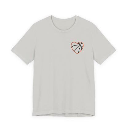 Embroidered Basketball Heart T-Shirt | Minimalist Hoops Tee | Premium Basketball Lover Shirt