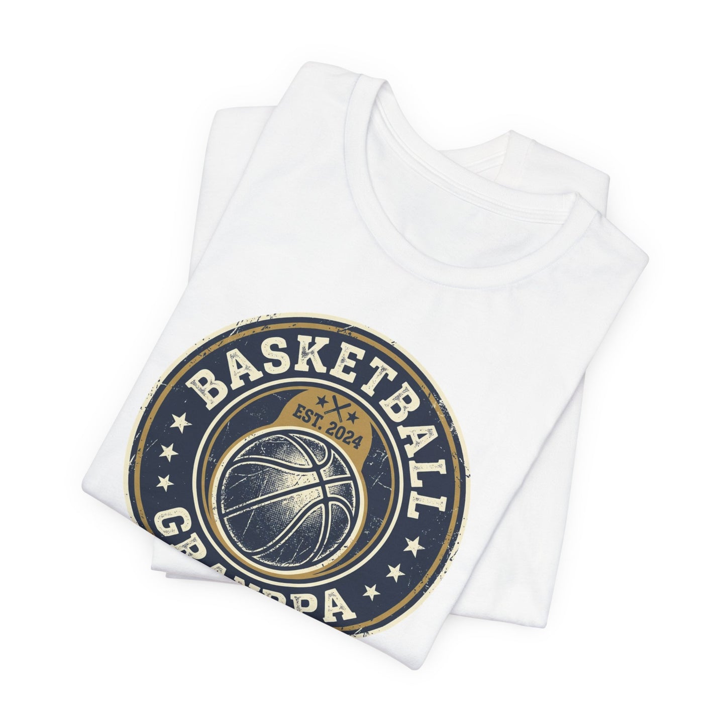 Basketball Grandpa Est. 2024 T-Shirt | Vintage Badge Tee | Familiengeschenk