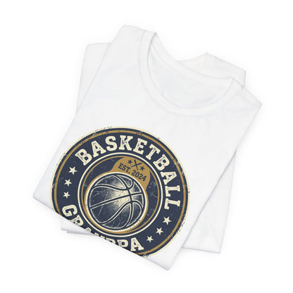 Basketball Grandpa Est. 2024 T-Shirt | Vintage Badge Tee | Family Gift