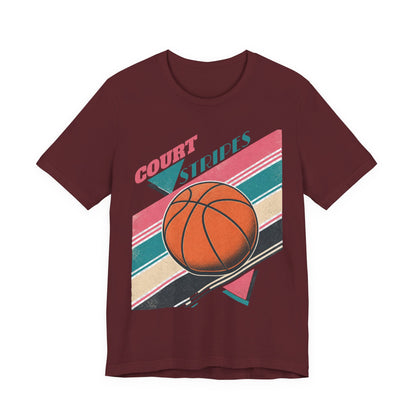 Court Stripes Retro Basketball T-Shirt | Vintage Tee | Perfect Gift for Hoopers