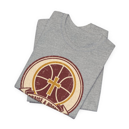 Praise & Hoops Basketball T-Shirt | Faith Cross Tee | Perfect Gift for Ballers