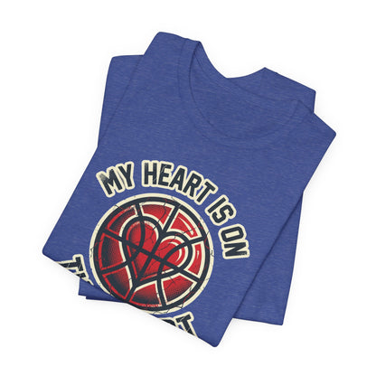 My Heart Is On That Court Basketball T-Shirt | Red & Black Tee | Perfect Gift for Hoopers