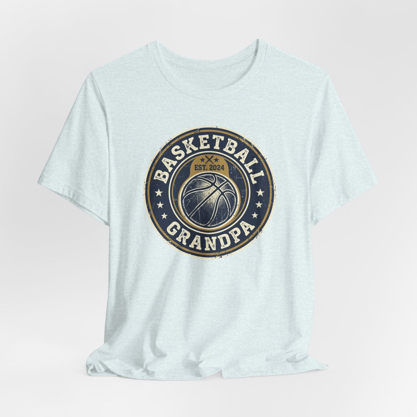 Basketball Grandpa Est. 2024 T-Shirt | Vintage Badge Tee | Familiengeschenk