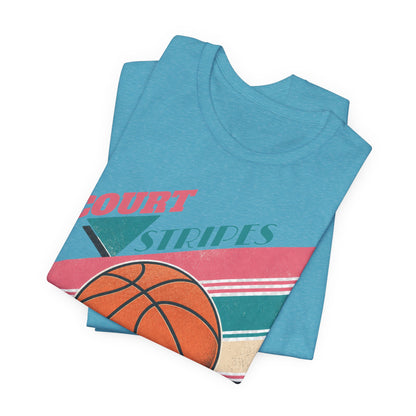Court Stripes Retro Basketball T-Shirt | Vintage Tee | Perfect Gift for Hoopers