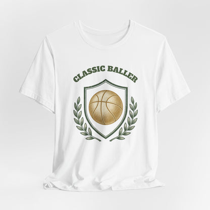 Classic Baller Basketball T-Shirt | Retro Gold Ball Tee | Perfect Gift for Hoopers