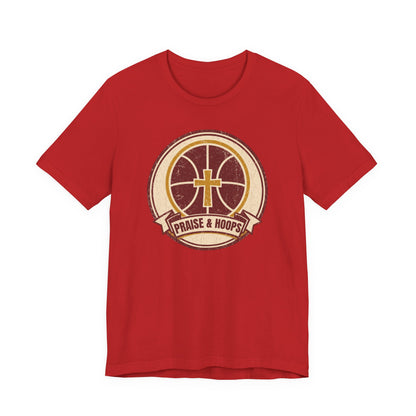 Praise & Hoops Basketball T-Shirt | Faith Cross Tee | Perfect Gift for Ballers
