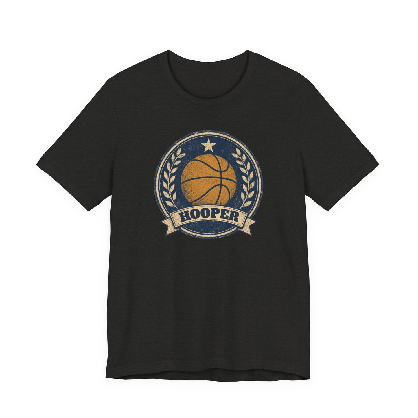 Hooper Vintage Badge Basketball T-Shirt | Retro Gold Star Tee | Perfect Gift for Ballers