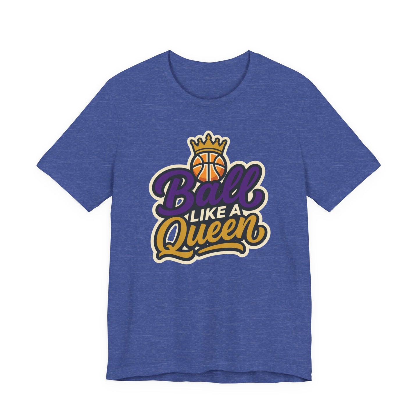Ball Like A Queen Basketball T-Shirt | Purple Gold Hoops Tee | Gift for Female Players