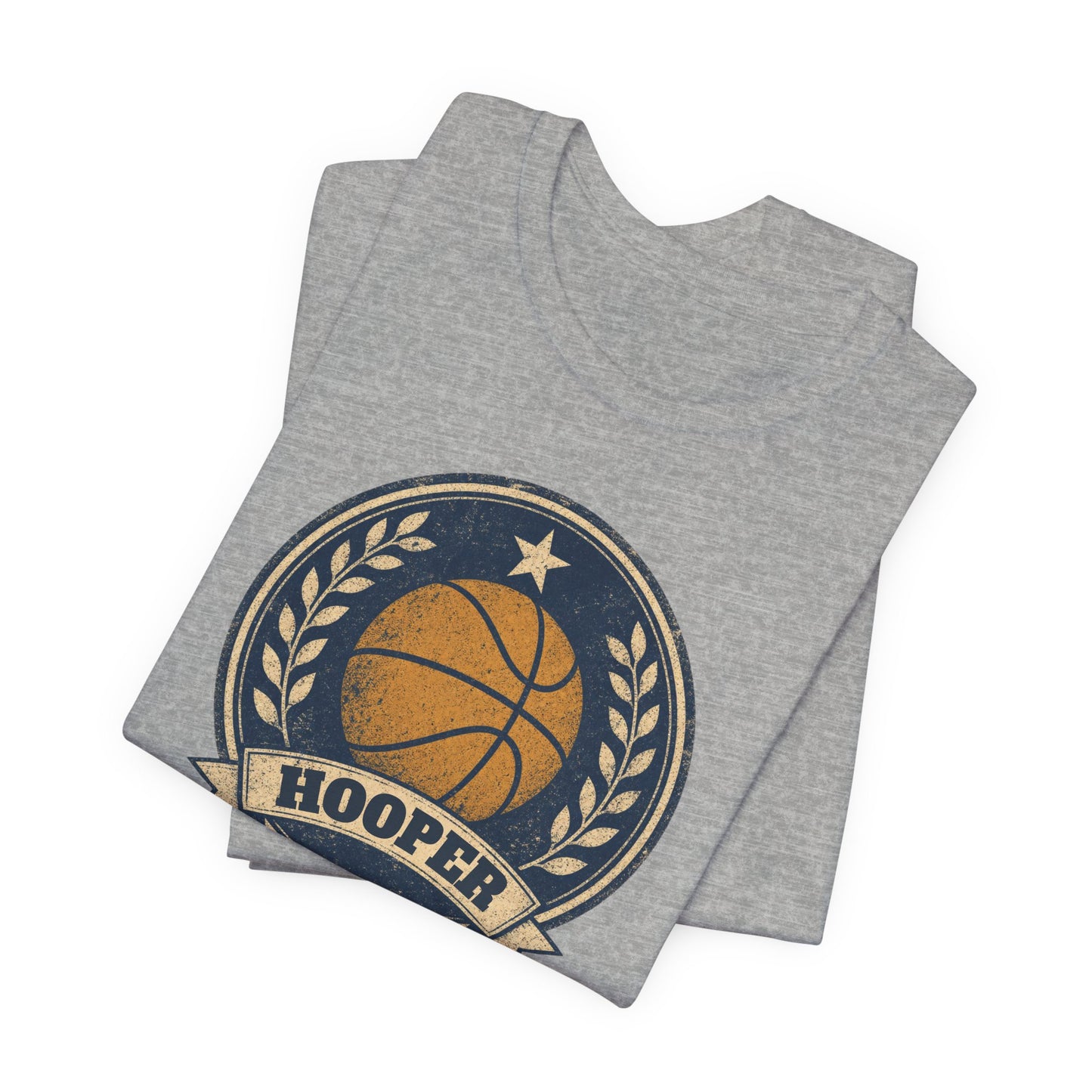 Hooper Vintage Badge Basketball T-Shirt | Retro Gold Star Tee | Perfect Gift for Ballers