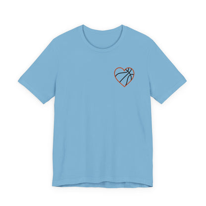 Embroidered Basketball Heart T-Shirt | Minimalist Hoops Tee | Premium Basketball Lover Shirt