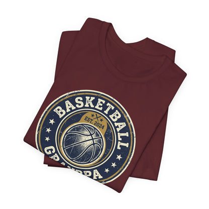 Basketball Grandpa Est. 2024 T-Shirt | Vintage Badge Tee | Family Gift