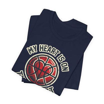 My Heart Is On That Court Basketball T-Shirt | Red & Black Tee | Perfect Gift for Hoopers