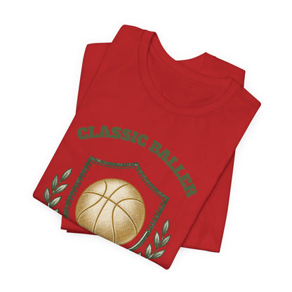 Classic Baller Basketball T-Shirt | Retro Gold Ball Tee | Perfect Gift for Hoopers