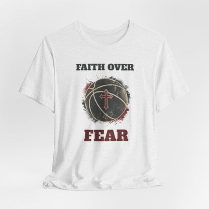 Faith Over Fear Basketball T-Shirt | Cross & Ball Tee | Hooper's Mindset