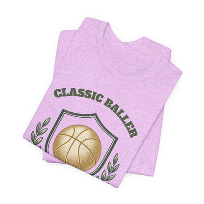 Classic Baller Basketball T-Shirt | Retro Gold Ball Tee | Perfect Gift for Hoopers