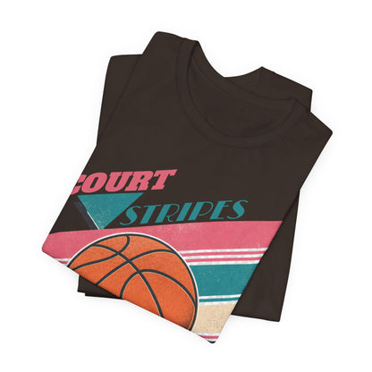 Court Stripes Retro Basketball T-Shirt | Vintage Tee | Perfect Gift for Hoopers