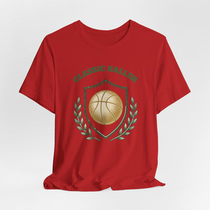 Classic Baller Basketball T-Shirt | Retro Gold Ball Tee | Perfect Gift for Hoopers