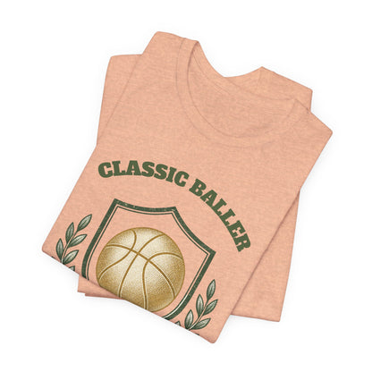 Classic Baller Basketball T-Shirt | Retro Gold Ball Tee | Perfect Gift for Hoopers