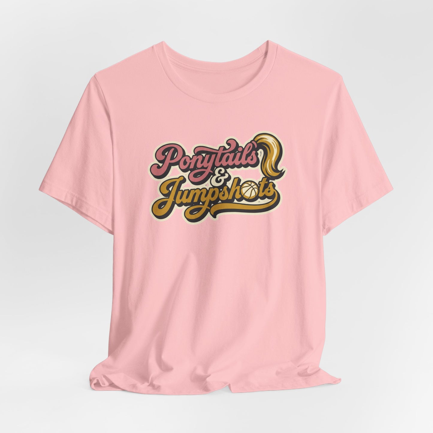 Ponytails & Jumpshots Basketball T-Shirt | Women's Hooper Tee | Perfect Gift for Female Ball Players