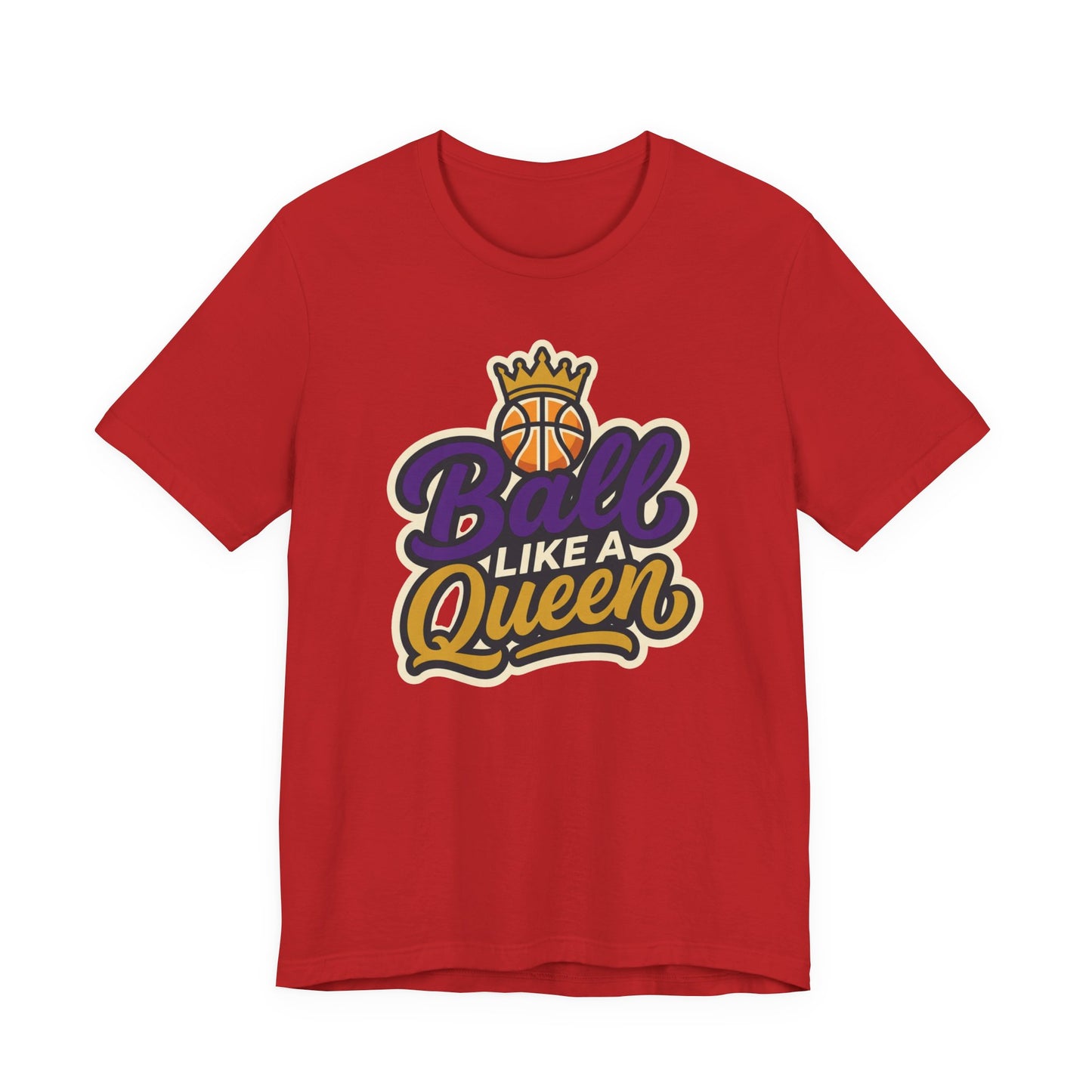 Ball Like A Queen Basketball T-Shirt | Purple Gold Hoops Tee | Gift for Female Players