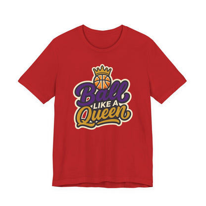 Ball Like A Queen Basketball T-Shirt | Purple Gold Hoops Tee | Gift for Female Players