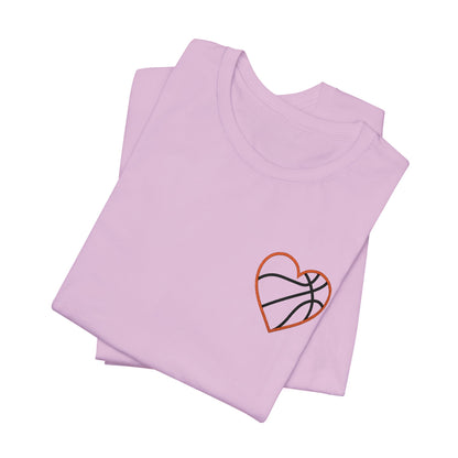 Embroidered Basketball Heart T-Shirt | Minimalist Hoops Tee | Premium Basketball Lover Shirt