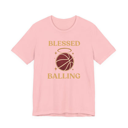 Blessed and Balling Basketball T-Shirt | Faith Halo Tee | Perfect Gift for Hoopers