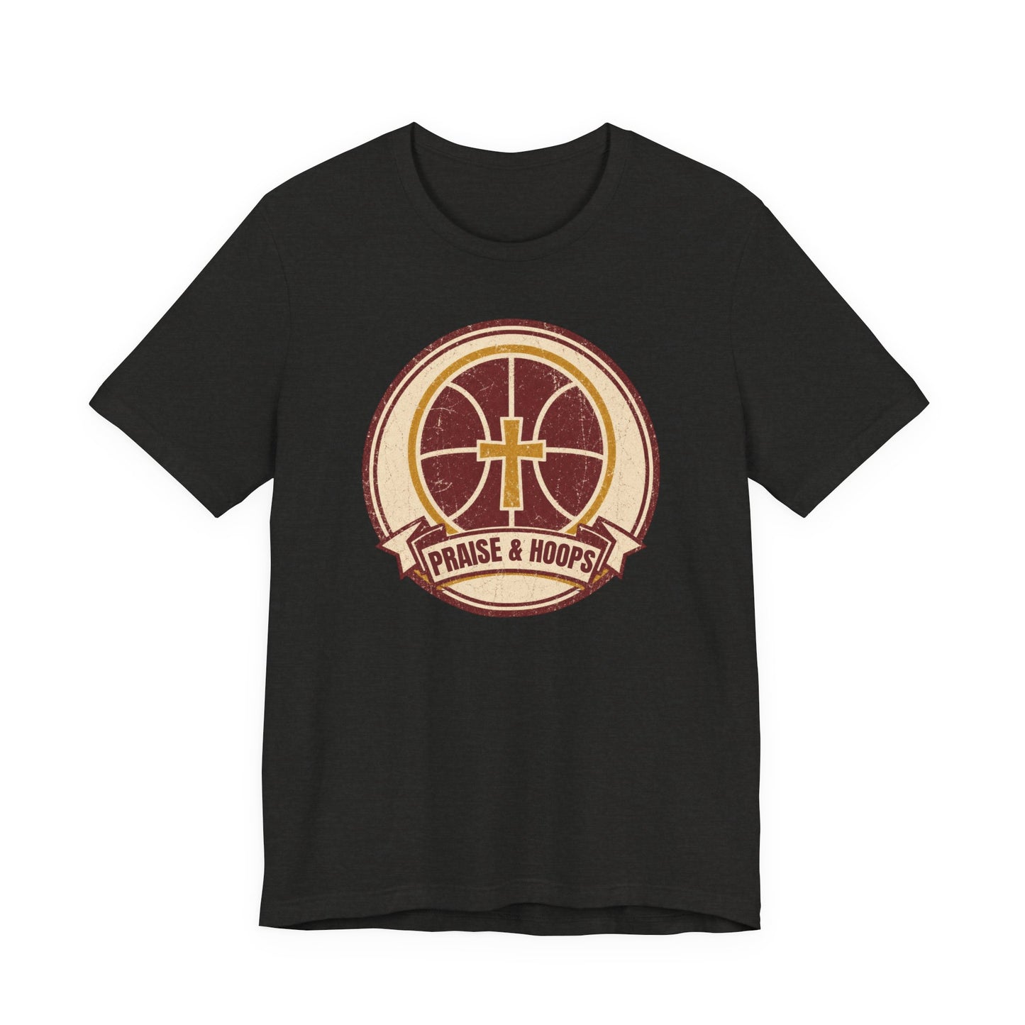 Praise & Hoops Basketball T-Shirt | Faith Cross Tee | Perfect Gift for Ballers