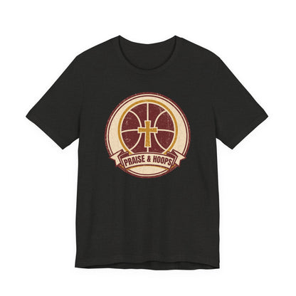 Praise & Hoops Basketball T-Shirt | Faith Cross Tee | Perfect Gift for Ballers