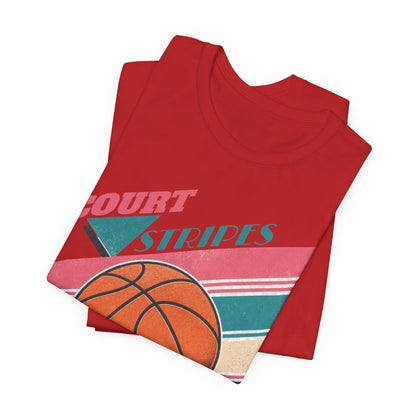 Court Stripes Retro Basketball T-Shirt | Vintage Tee | Perfect Gift for Hoopers