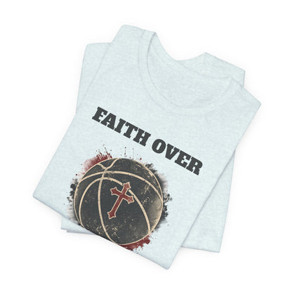 Faith Over Fear Basketball T-Shirt | Cross & Ball Tee | Hooper's Mindset